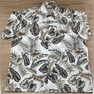 Hollis River Size XL Casual Button Down Hawaiian Shirt Palm Leaves 100% Cotton